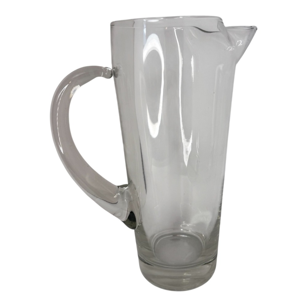 Blown Glass Martini Cocktail Pitcher Pinched Ice Lip Minimalist Vintage